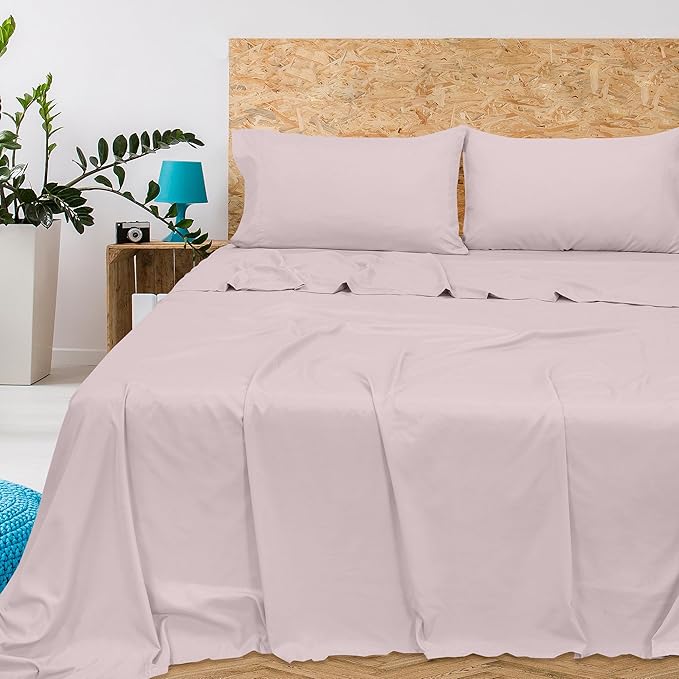 Royale Linens 300 Thread Count 100% Long Staple Combed Cotton Flat Sheet - Super Soft - Top Sheets - King Flat Sheet Sold Separately - Breathable, Cool & Crisp Percale Sheets Only (King, Lavender)