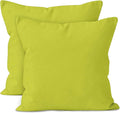 Encasa XO Throw Pillow Covers 20x20 in Set of 2 Lime Green | No Inserts | Cotton Pillow Covers for Living Room, Bed, Sofa, Couch | Decorative Cushion Covers with Improved Zippers