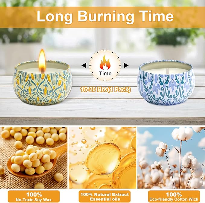12 Pack Scented Candles Gifts for Women, Natural Soy Candles for Home Scented, Aromatherapy Candle Set Gift for Women, Men, Friends Birthday, Anniversary