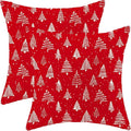 Christmas Pillow Covers 18 x 18 Inch, Red Cream Christmas Tree Decor Throw Pillows for Home Couch Bed, Winter Xmas Snowflake Holiday Decorative Pillowcase Linen Cushion Cover Set of 2