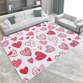 Washable Area Rug 3x5 ft Cartoon Hand-Painted Red Love Area Rug for Living Room, Soft Low Pile Rugs, Non-Slip Carpet, Home Decor Floor Rug for Bedroom Dining Room Kitchen