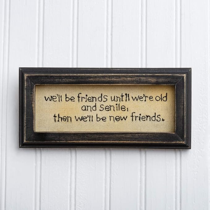Primitives by Kathy 20668 Stitch Art Wall Décor, 8 x 3.75 x .75-inches, Old and Senile