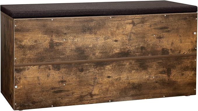 VASAGLE CUSTOS Collection - Shoe Bench, Storage Bench with Padded Seat, Entryway Bench with 10 Compartments, for Bedroom, 11.8 x 40.9 x 18.9 Inches, Rustic Brown and Chestnut Brown ULHS010X01