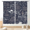 Vintage Nautical Curtains, Marine Coastal Sailboat Compass Anchor Ocean Beach Old Pirate Map Navy Blue Blackout Retro Drapes for Bedroom Living Room Kitchen Bathroom Window 2 Panels, 63"x72" Inch