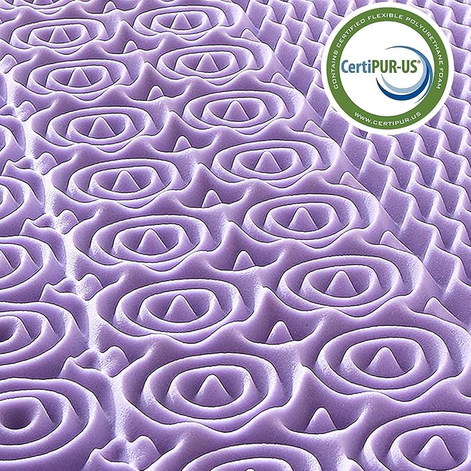 MUXHOMO 3 Inch Full Size Mattress Topper, 7-Zone Cooling Gel Infused Mattress Topper, Egg Crate Foam Bed Pad, CertiPUR-US and Oeko-TEX Certification (54"×75", Lavender)