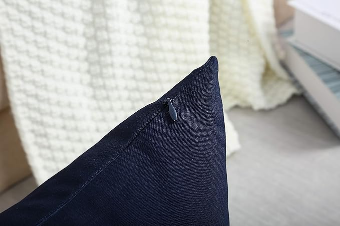 TangDepot Cotton Solid Throw Pillow Cover, 12 INCH x 12 INCH, Dark Navy