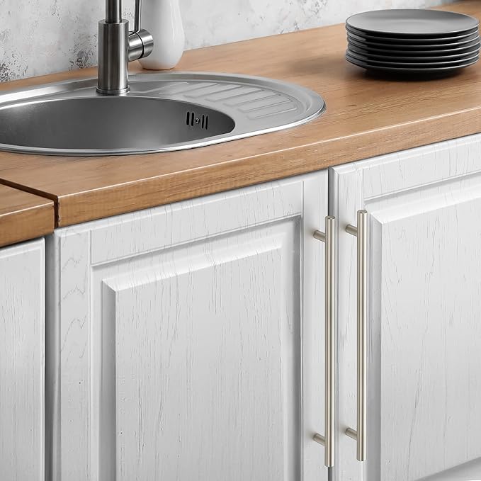 JOY DECOR 30 Pack Cabinet Handles, Brushed Nickel Cabinet Pulls, 10 in Hole Center Kitchen Cabinet Handles, Stainless Steel T Bar Handles for Dresser Drawers