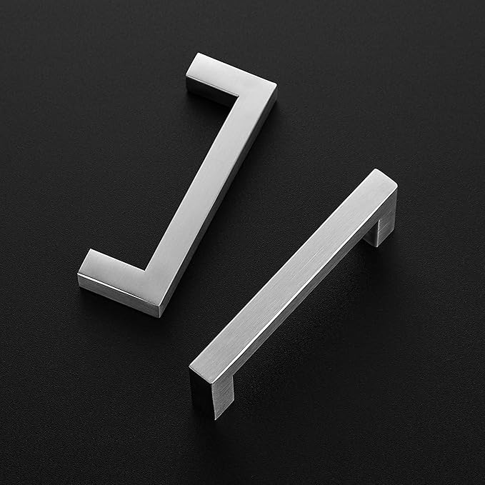 Ravinte 3 Pack 3-3/4 Inch Square Cabinet Handles Satin Nickel Pulls Brushed Nickel Drawer Pulls Kitchen Cupboard Hardware for Cabinets Cupboard Drawer Handles