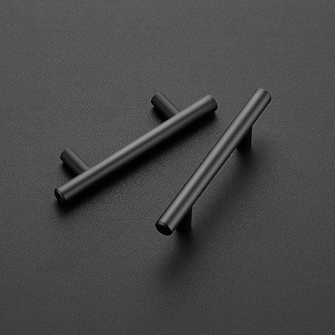 Ravinte 3 Pack 5'' Cabinet Pulls Matte Black Stainless Steel Kitchen Drawer Pulls Cabinet Handles 5”Length, 3” Hole Center