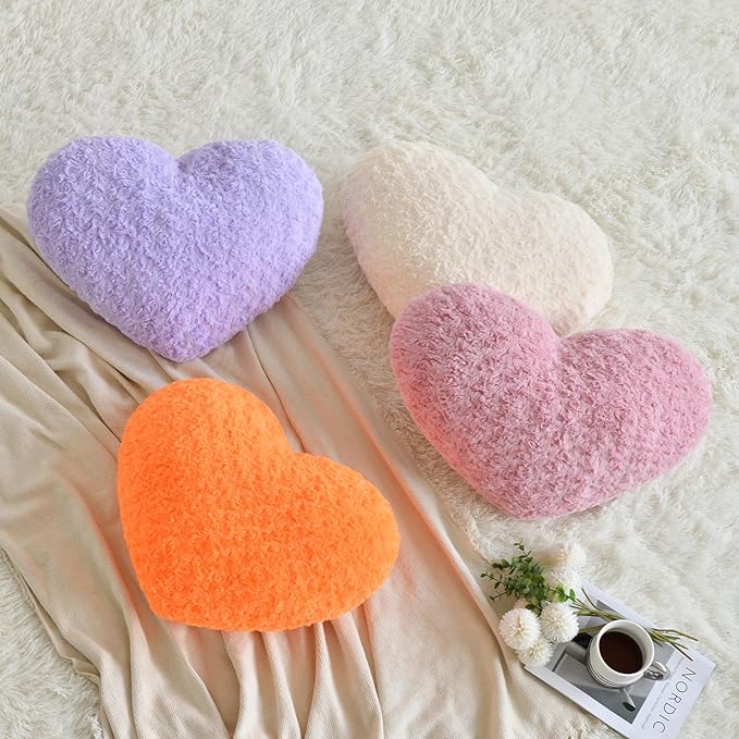 Heart Pillow, Soft Heart Shaped Pillow with Room Decorative Throw Pillows for Bed Couch Chair Sofa, Heart Shaped Cute Throw Pillow Cushion for Bedroom Living Room (Lavender, Large 19.6" x 15.7")