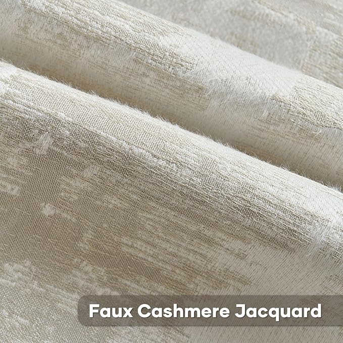 FUTEI Beige White Decorative Throw Pillow Covers 24x24 Inch Set of 2,Soft Faux Cashmere Jacquard - Textured & Cozy Euro Pillow Shams,Modern Home Decor for Couch Bed Living Room