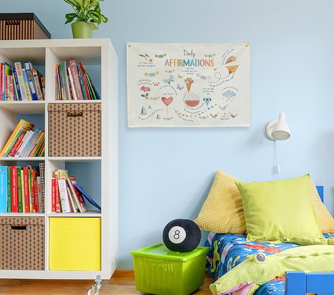 Mental Health Inspirational Rectangular Banner Flag Wall Sign Decor for Boy Girl Kid Teen,Classroom Therapy Office Homeschool Reading Room Bedroom Decor-Daily Affirmation-Birthday Christmas Gift