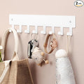 pickpiff 1 Pack Key Holder for Wall Adhesive, Key Hooks with 8 Hooks Wall Mounted, Key Hangers for Decor No Drill for Living Room, Kitchen, Office, White