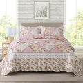 Travan 3-Piece Quilt Set Quilted Bedspread Lightweight Coverlet Set Garden Style Floral Printed Oversized Quilted Bedding Set with Shams for All Season, Exquisite, King Size