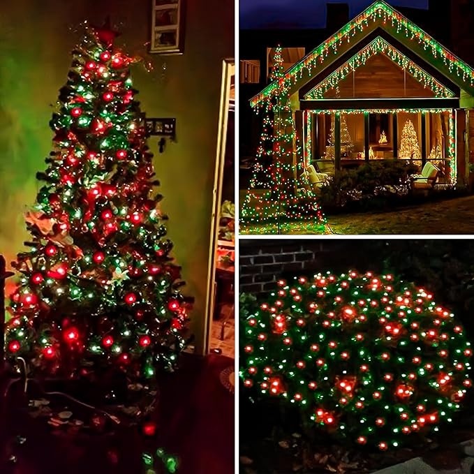 4-Pack 50 LED Fairy Lights Battery Operated with Timer, 16FT Waterproof Starry Christmas Lights Outdoor Indoor Mini Twinkle String Light for Bedroom Home Wedding Party Christmas Decor (Red and Green)