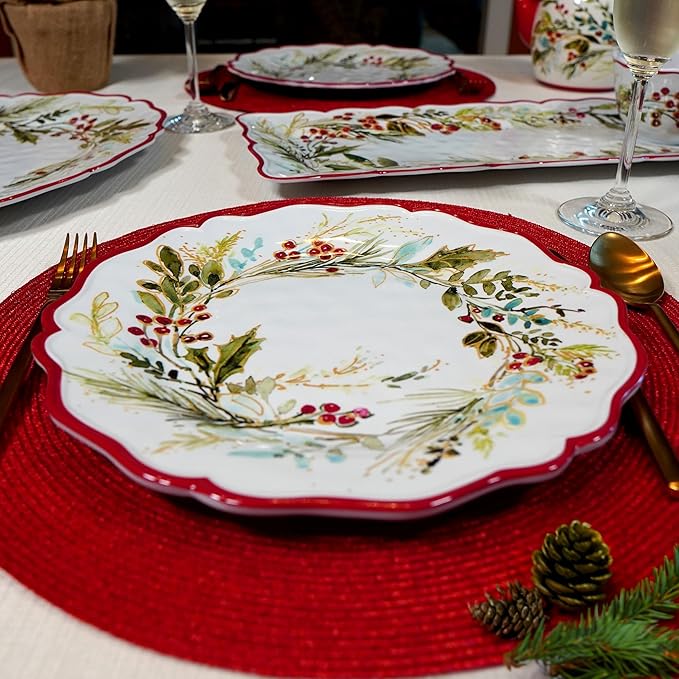 Certified International Christmas Gatherings 11" Melamine Dinner Plates,(Pack of 12)