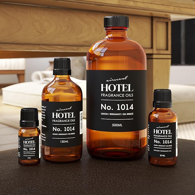 AirScent Hotel Diffuser Oil No. 1014 Inspired by The Iconic 5-Star Hotel Coastal Blend - Lemon, Bergamot & Sea Breeze - 120 mL Fragrance Oil for Ultrasonic and Waterless Diffusers and Crafting