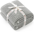 Snuggle Sac Ultra Soft Waffle Throw Blanket for Couch Bed Sofa 50x60 inches, Reversible Grey Blanket Microfiber Fluffy Fuzzy Cozy Knit Throws for Women Mothers Birthday Gifts
