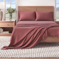 Great Bay Home Flannel Sheet Set California King Size - 100% Turkish Cotton, Double-Brushed, Winter Bed Sheets - Ultra-Soft, Cozy, 4-Piece Bedding Set (Pink Frost)