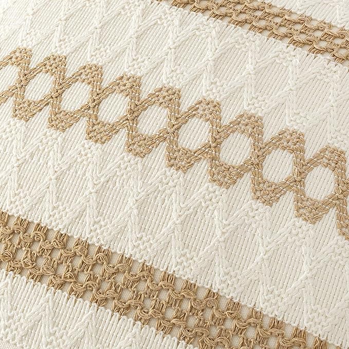 MIULEE Set of 2 Neutral Boho Decorative Pillow Covers 18x18 Inch Farmhouse Rustic Couch Throw Pillows Modern Spring Cotton Cushion Covers Retro Cute Macrame Woven Home Decor for Bed Sofa Chair