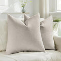 HAUSSY Oatmeal Throw Pillow Covers 26x26 Inch Set of 2,Boho Decorative Faux Linen Throw Pillows Cozy Farmhouse Accent Cushion Covers,Home Decor for Couch Sofa Bed Living Room