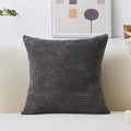 Home Brilliant 20x20 Striped Corduroy Pillow Cover Gray Square Soft Throw Pillow Cover Plush Velvet Pillowcase for Sofa Chair Bed, 20 x 20 inch (50cm), Dark Grey