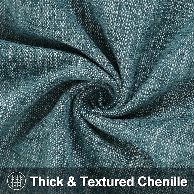 decorUhome Chenille Decorative Throw Pillow Covers 12x20 Set of 2, Lumbar Farmhouse Textured Neutral Solid Accent Pillow Covers for Couch Sofa Bed Living Room Home Decor, Teal