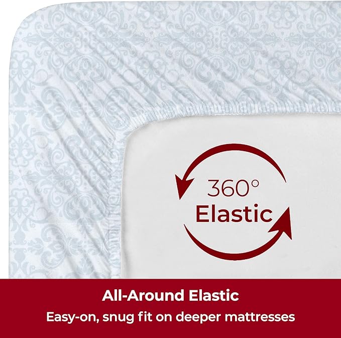 Mellanni Extra Deep Twin Sheets - 3 PC Iconic Collection Bedding - Hotel Luxury, Ultra Soft, Cooling Bed Sheets - Wrinkle, Fade, Stain Resistant (Twin, Laced Sky Blue)