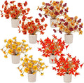 Fake Potted Plants 8pcs, Artificial Fall Flowers with Vase, Autumn Harvest Decoration for Home Indoor Outdoor, Table Plants Farmhouse Decor for Kitchen, Bedroom, Living Room, Bathroom