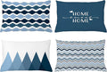 Ambesonne Modern Throw Pillow Cushion Case Pack of 4, Geometric Style Pattern of Triangles Zigzags Love Home Phrase Design, Modern Accent Double-Sided Printing, 20" x 12", Petrol Blue and White