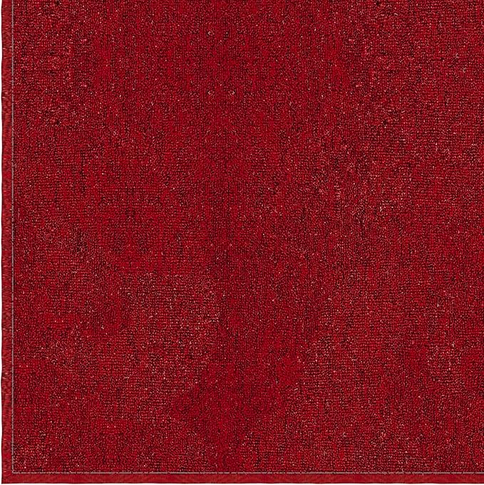 Ottomanson 2' x 6' Ultra-Thin Hallway Runner Rug - Durable Non-Slip Carpet for High-Traffic Areas - Fits Under Doors for Seamless Entry - Ideal for Kitchen, Entryway, Bedroom & Living Room, Red