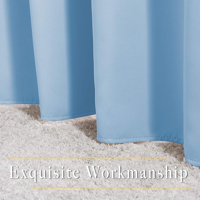 NICETOWN Blackout Draperies Curtains Panels - Window Treatment Thermal Insulated Solid Grommet Blackout Curtains/Panels/Drapes for Bedroom (Blue, Set of 2, 66 by 90 Inch)