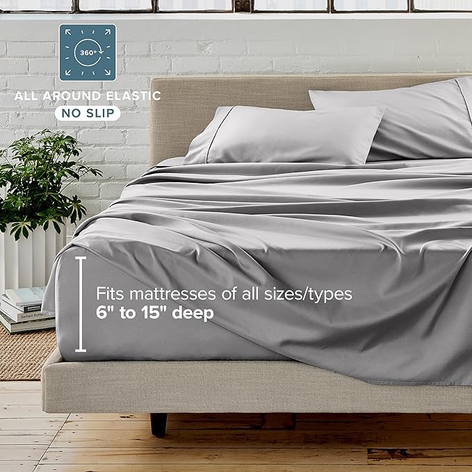 Bare Home Bed-in-A-Bag 5 Piece Comforter & Sheet Set - Twin - Goose Down Alternative - Ultra-Soft 1800 Premium Bedding Set (Twin, Grey/Light Grey)