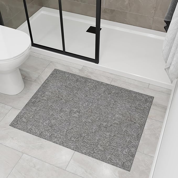 Ottomanson 2' x 2'7" Ultra-Thin Entryway Rug - Durable Non-Slip Mat for High-Traffic Areas - Fits Under Doors for Easy Entry - Ideal for Front Door, Hallway, Kitchen, Bathroom & Mudroom, Gray