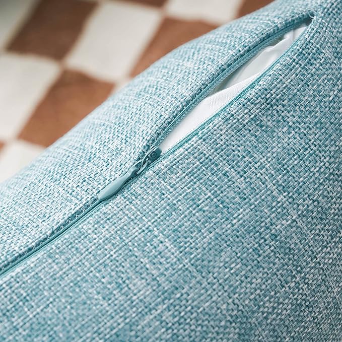 Home Brilliant Decorative Pillows Covers Lined Linen Cushion Covers for Bed Couch, Set of 2, 18x18 inches(45cm), Teal