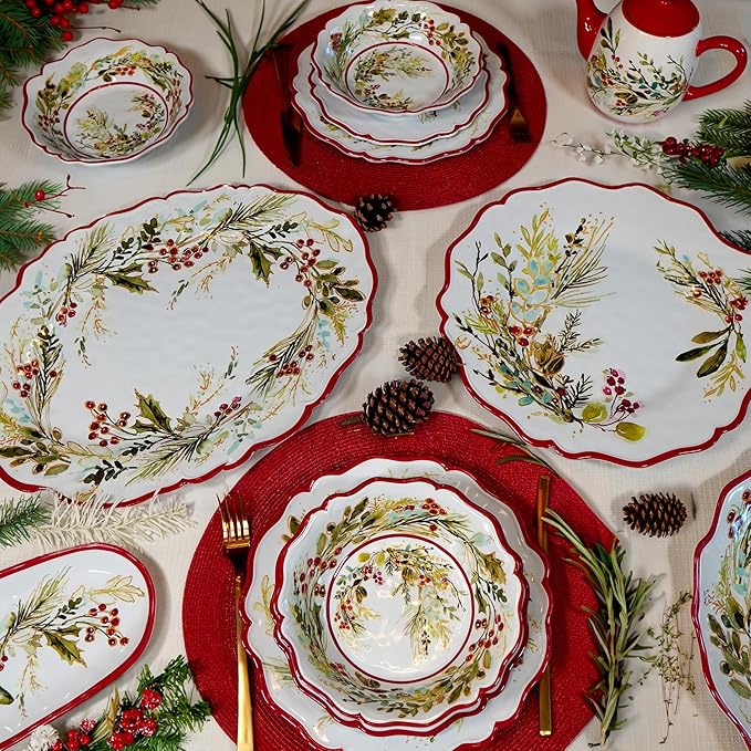 Certified International Christmas Gatherings 11" Melamine Dinner Plates,(Pack of 12)