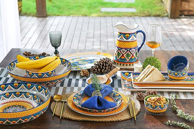 Bico Havana Cereal Bowls Set of 4, 26 oz Deep Ceramic Soup Bowls for Cereal, Salad, Noodles, Kitchen, Microwave and Dishwasher Safe, Gift for Housewarming and Thanksgiving