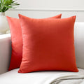 Encasa XO Throw Pillow Covers 20x20 in Set of 2 Brick | No Inserts | Cotton Pillow Covers for Living Room, Bed, Sofa, Couch | Decorative Cushion Covers with Improved Zippers