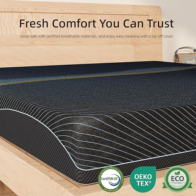 Crystli King Mattress 14 Inch, Gel Memory Foam King Size Mattresses, Activated Charcoal Infused, Medium Firm Bed Mattress in a Box for Pressure Relief, Fiberglass-Free, CertiPUR-US Certified, Black
