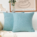 Home Brilliant Decorative Pillows Covers Lined Linen Cushion Covers for Bed Couch, Set of 2, 18x18 inches(45cm), Teal