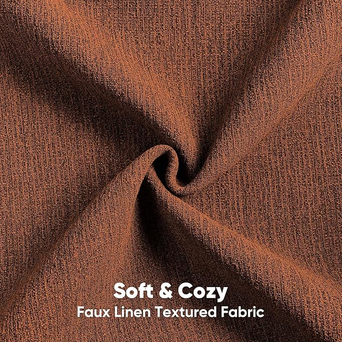 HAUSSY Rust Throw Pillow Covers 22x22 Inch Set of 2,Boho Decorative Faux Linen Throw Pillows Cozy Farmhouse Accent Cushion Covers,Home Decor for Couch Sofa Bed Living Room