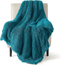 Bedsure GentleSoft Fluffy Turquoise Teal Throw Blanket, Teal Decor Cozy Gifts for Women Men, Soft Fuzzy Sherpa Fleece Plush Thick Warm Faux Fur Throws for Couch, Aqua Blanket Gifts for Mom, 50x60