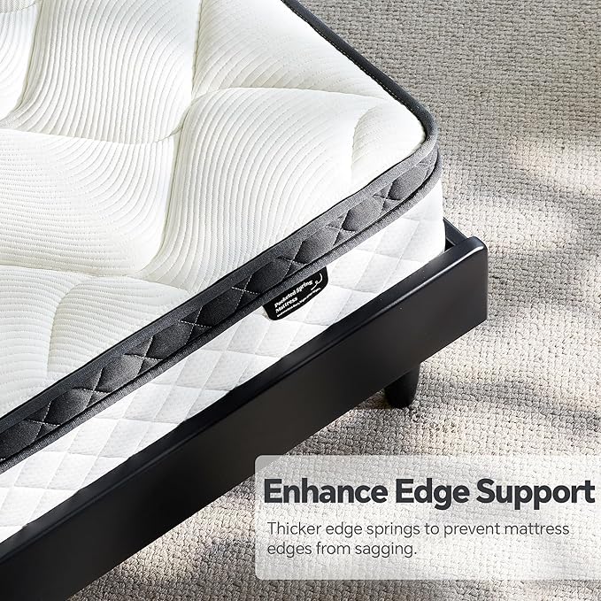 King Size Mattress 10 Inch, Pocket Spring & Memory Foam Hybrid Mattress with 3D Breathable Knitting Fabric