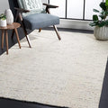 SAFAVIEH Abstract Collection Area Rug - 9' x 12', Ivory & Blue, Handmade Wool, Ideal for High Traffic Areas in Living Room, Bedroom (ABT468M)