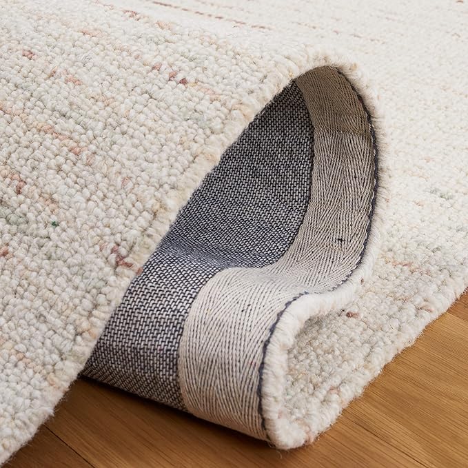 SAFAVIEH Abstract Collection Area Rug - 10' x 14', Ivory & Brown, Handmade Wool, Ideal for High Traffic Areas in Living Room, Bedroom (ABT468T)