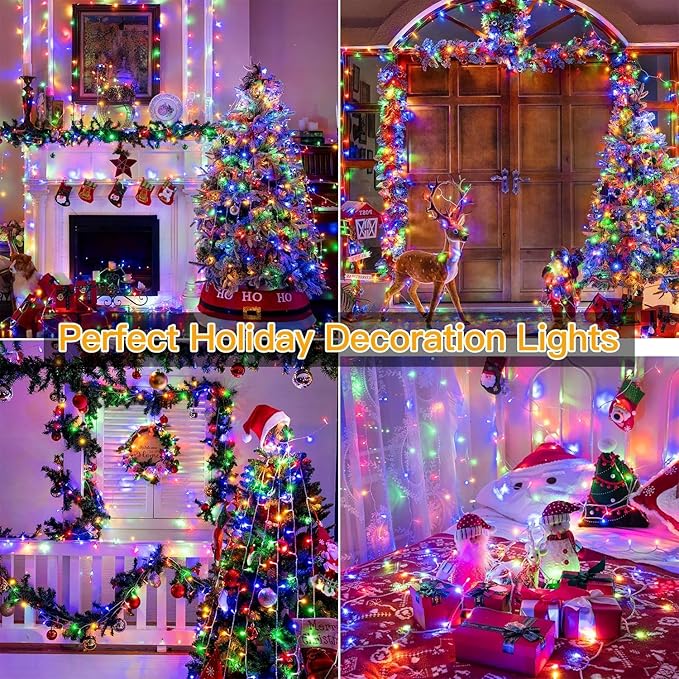 Ollny Christmas Lights Outdoor Waterproof, 1000LED 328FT Super Long String Lights with Remote 3 Timer, Plug in 8 Modes Fairy Light for Outside House Bedroom Xmas Decorations, Multicolor