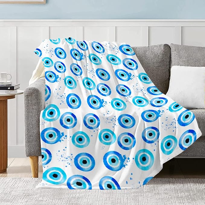 Evil Eye Blanket | Evil Eye Decor Gifts | Magic Evil Eye Plush Throw Blanket for Toddlers Kids | Ultra Soft Cozy Lightweight Blanket for Couch Sofa Room | 50"x60"-Teens/Travel Size