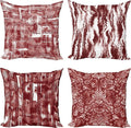 Ambesonne Vintage Throw Pillow Cushion Case Pack of 4, Abstract Grunge Effect Brushstrokes and Waving Striping Stains Paisley Drops, Modern Accent Double-Sided Digital Printing, 16", Maroon Rust White