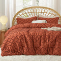 Bedsure Queen Comforter Set - Terracotta Comforter, Boho Tufted Shabby Chic Bedding for Kids, 3 Pieces Vintage Farmhouse Bed Set for All Seasons, Fluffy Soft Bedding with 2 Pillow Shams