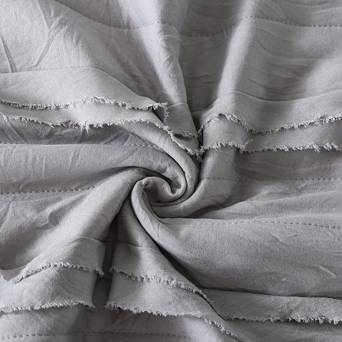 Homcosan 3-Piece Queen Size Quilt Set with Pillow Shams, Stone-Washed Microfiber Bedspread/Coverlet/Bed Cover -Soft and Lightweight (90x98 Inches,Grey)